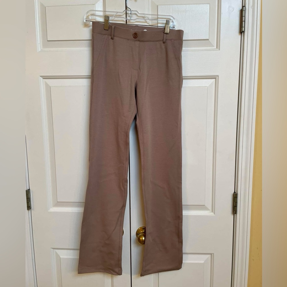 Betabrand Straight-Leg | Classic Dress Pant Yoga Pants | Khaki Twill | Small